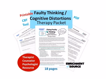 Faulty Thinking Therapy Packet, Cognitive Distortion Worksheets, Therapist CBT Tools, Faulty Thoughts Trackers, Cognitive Reconstruction
