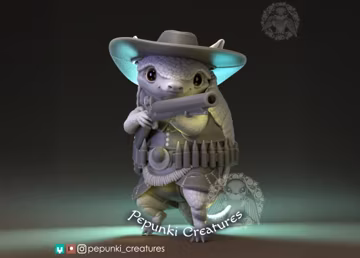 Sharpshooting Armadillo Miniature | Tabletop RPG Miniature | Pepunki Creatures | Roleplaying 3D Printed Fantasy Mini