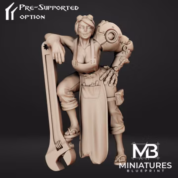 Female Steampunk Mechanic Miniature, Maggie | Tabletop RPG Miniature | Miniatures Blueprint | Roleplaying 3D Printed Fantasy Mini