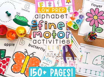Alphabet Fine Motor Activities Bundle | Preschool Letter Crafts | Kindergarten Morning Work & Centers | Prewriting Practice