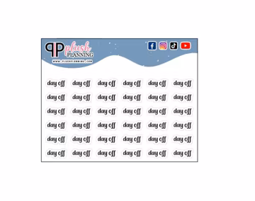 Day Off Script Planner Stickers, Black Bold Font, Mini Size