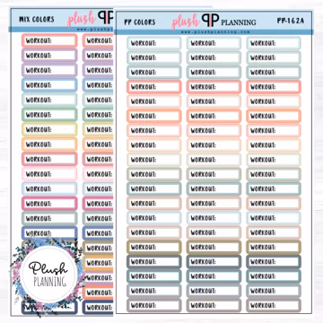 Workout Planner Stickers, Mix & PP Colors, Removable Matte Stickers