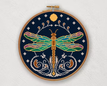 Dragonfly Cross Stitch Pattern: Mystical Bohemian Embroidery (PDF Pattern)