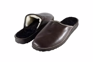Fur Sheepskin Leather Slippers Brown for Men • Cozy Warm House Wool Slippers • Handmade genuine leather slippers