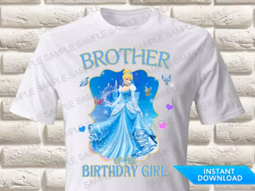 Cinderella Brother of the Birthday Girl Iron On Transfer, Princess Cinderella Iron On Transfer, Cinderella Birthday Shirt Iron On Transfer