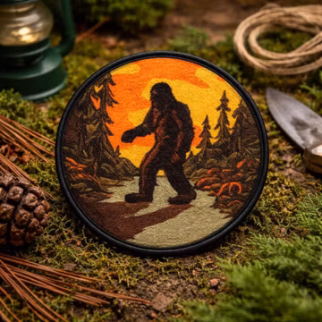 Bigfoot Patch/Iron-On Patch/Paranormal Badge/Cryptid Legend/Sasquatch Gifts/Mountains & Forest/Sew-on Applique for Clothing, Vest/Jacket Hat