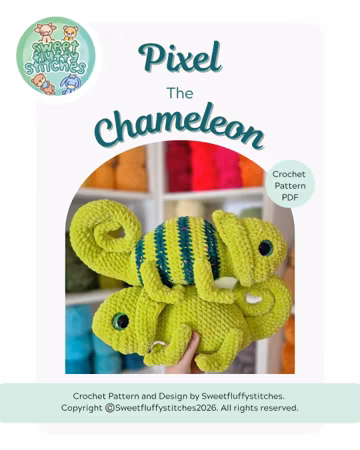Amigurumi Chameleon Pattern, Crochet Chameleon Pattern, Chameleon, Crochet, Pattern, PDF Pattern, Make Your Own, Chameleon Crochet, Plushie