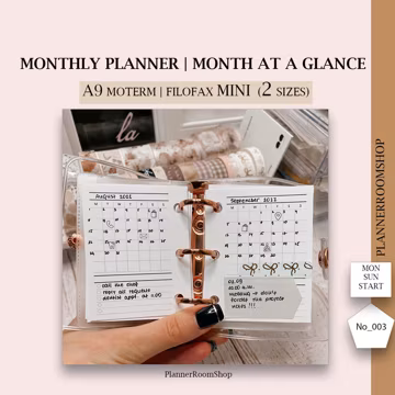 A9 Moterm printable inserts, Filofax mini planner size, Day on 2 pages, A9 planner, A9 daily schedule, A9 Printable planner pages 003