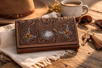 Floral Filigree Butterfly Wallet – Women’s Clutch with RFID Style Organizer & Zip Pocket