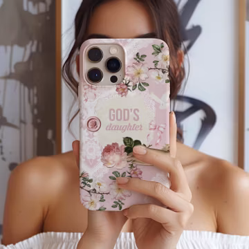 God's Daughter Quote Phone Case iPhone 17e 17 16e 16 15 14 13 12 11 MagSafe Samsung Galaxy S26 S25 S24 S23 S22 Pixel 10 Christian Jesus gift