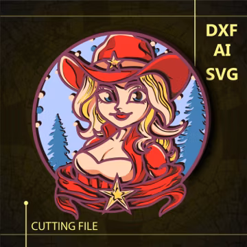 Cowgirl Multilayer SVG. CNC. Cricut. Paper cutting. Laser cut file. 3D layer. Glowforge.