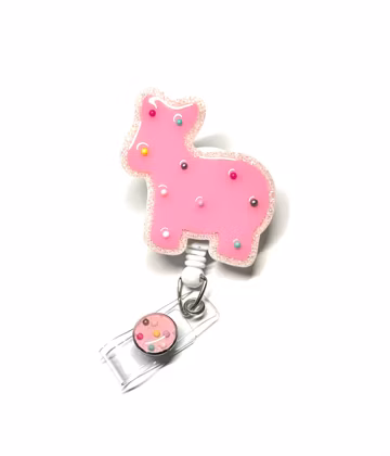 Animal Cookie Badge Reel, 2”, Retractable Swivel Alligator Clip, Nurse, Pediatric, pharmacy