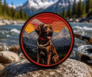 Chocolate Lab Patch/Iron-on Patch/Pet Badge/Lab Dog Breed Gift/Animal Lovers/Sew-On Applique for Clothing, Jacket, Hat, Dog Harness Backpack