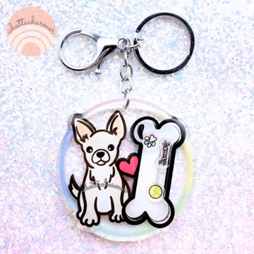 Shorthaired White Chihuahua Keychain, Teacup Chihuahua Charm, Chihuahua Mom Keyring, Dog Memorial Gift, Puppy Christmas Stocking Stuffer