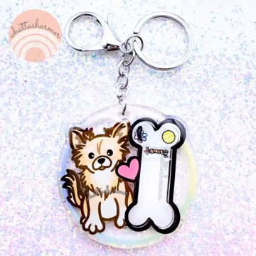 Longhaired Cream Chihuahua Keychain, Teacup Chihuahua Charm, Chihuahua Mom Keyring, Dog Memorial Gift, Puppy Christmas Stocking Stuffer Gift