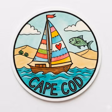 Cape Cod Sailboat Sticker | The Cape Decoration | Cape Cod Water Bottle Decal | Coastal Vinyl Sticker | New England Souvenir Sticker