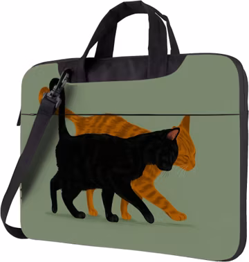 Cat Lovers Laptop Bag 13 14 15.6 Inch – Black and Orange Cats Minimalist Art Sleeve, Protective Gift Bag For Pet Owners and Cat Moms