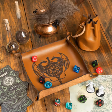 Dice Tray DnD Leather Dice bag with dice tray, dnd inventory Dice Bag Tray, Rolling dice mat RPG leather gifts, Christmas gifts