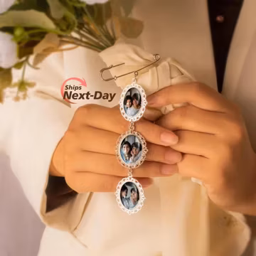 Personalized Wedding Bouquet Charm - Bridal Bouquet Photo Charm Pin - Memorial Pin for Bride - Wedding Bouquet Photo Pin - Bridal Gifts Idea