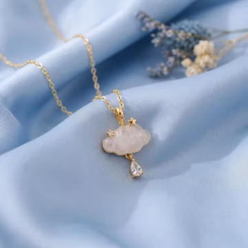 Natural White Moonstone Moon Necklace, Gold Plated Crescent Pendant, Celestial Jewelry, Moon Lover Gift, Handmade Necklace