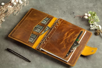 Personalized leather ring binder, Leather planner, Leather journal A5, Corporate gifts, Ring binder, Refillable journal, gift for employees