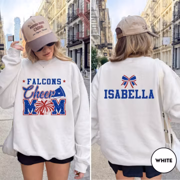 Cheer Mom Sweatshirt with Name | Glitter Cheerleader Spirit Wear | Personalized Team Mom Crewneck