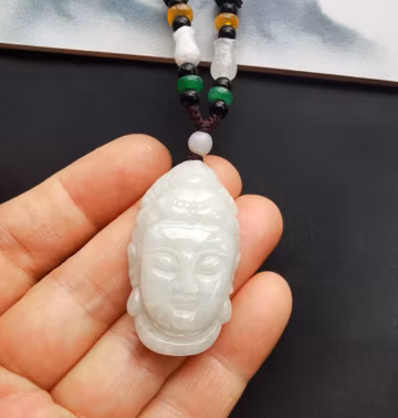 Authentic,Guanyin,Bodhisattva carved natural Burma jadeite pendant,Grade A,Rope necklace,protector,amulet,gemstone,Good Luck,man woman