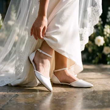 Pearl Bridal Flats, Wedding Flats, Ankle Strap Bridal Shoes, Pearl Trim Shoes
