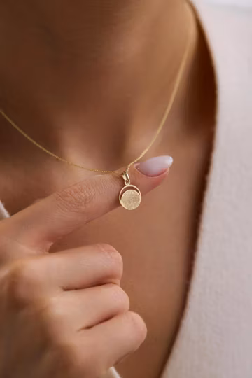 Custom Fingerprint Necklace 10k 14k 18k Solid Gold Engraved Memorial Jewelry Gift
