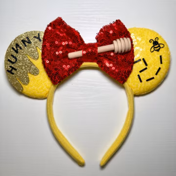 Handmade Rhinestone Mouse Ears Headband | Winnie the Pooh Inspired Bling Theme Park Ears