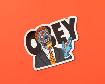 They Live Alien Sticker | Obey John Carpenter Movie Decal | Funny Sci-Fi Sticker | Quirky Vinyl Sticker | 3 x 2.32 inches