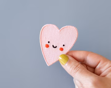 Cute Heart Iron-On Patch | 2.5 x 1.8 Inch Embroidered Patch | Adorable Smiley Heart for Jackets, Bags, and Accessories