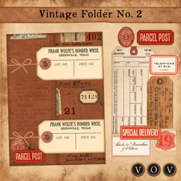 Vintage Junk Journal Folder No.2, Ephemera Embellishments (Digital)