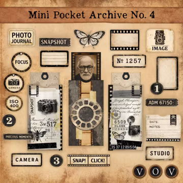 Mini Pocket Archive No. 4 Photography Junk Journal Kit Printable Photo Ephemera Pockets