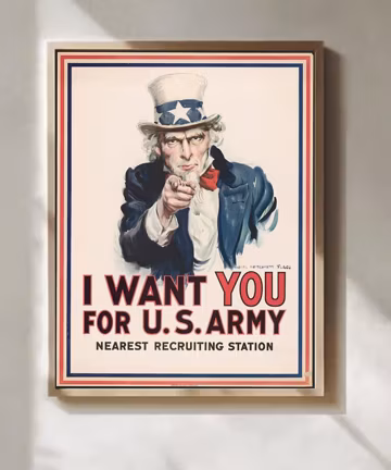 I Want You for U.S. Army Poster – Vintage Military Recruitment Wall Art, Historic Americana Print