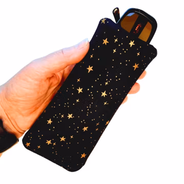 Celestial Stars Padded Eyeglasses Case: Soft Fabric Sunglasses Sleeve
