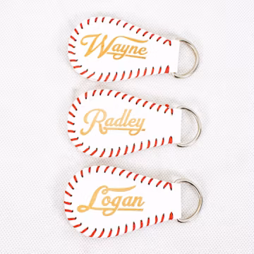 Personalized Baseball Luggage Tags for Suitcases Travel Labels with Metal Ring, PU Leather Baseball Softball Keychain,
