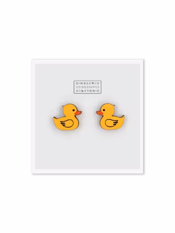 Yellow Duck Stud Earrings, Wooden Jewelry, Hypoallergenic