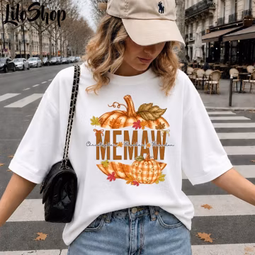 Personalized Memaw Pumpkin Shirt, Custom Grandma Shirt with Kids Name, Autumn Memaw Sweatshirt, Pumpkin Season Memaw Shirt