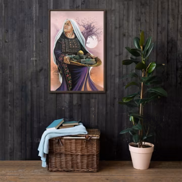 Palestinian Woman Framed Canvas: Palestine Resistance Art Wall Decor