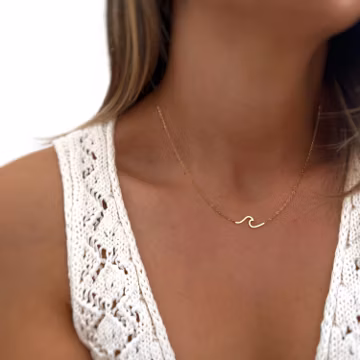 Wave Necklace Wave Necklace in Silver And Gold Beach Jewelry Ocean Jewelry Personalized Gifts For Women Gift For Her