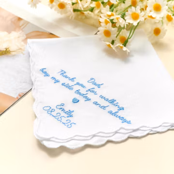 Personalized Embroidered Wedding Handkerchief, Custom Embroidered Handkerchief with Wedding Dat, Gift for Bride Bridal Party, Handkerchief