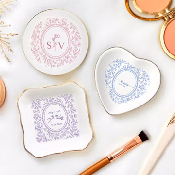 Personalized Toile De Jouy Ring Dish, Custom Jewelry Tray for Couple, Wedding Gift for Bride, Engagement Gift, First Anniversary Gift