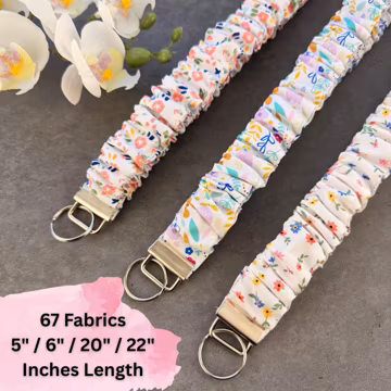 Scrunchie Lanyard, Handmade Cotton Elastic Lanyard, Breakaway Badge Holder, Stretchy Safety ID Holder, Teacher, Scrunchie Hand Wristlet, USA