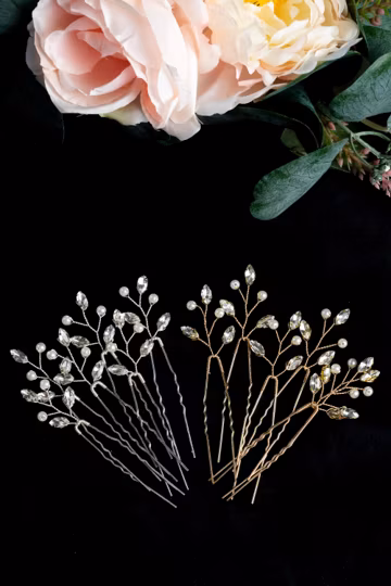 Set of 6 Crystal Hair pins, Bridal hair pins, Crystal Wedding hair pins, Gold Bridal hair pins, Bridesmaids hair pins