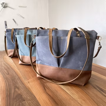Convertible Diaper Backpack in Leather and Waxed Canvas / Custom Large Tote Bag / Personalized Handmade Crossbody Work Bag Free Monogramed