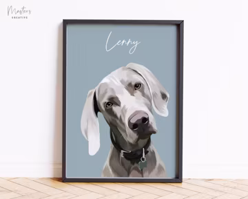 Pet Portrait, Hand-illustrated Custom Portrait, Personalized Dog Wall Art, Pet Memorial Ideas, Digital or Print, Couple Gift
