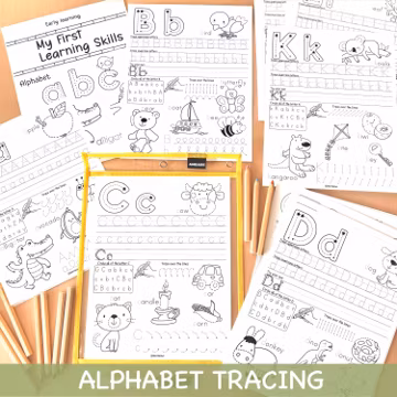 Alphabet Tracing Worksheets Kindergarten Pre-K Preschool ABC Tracing Book Printable Alphabet Activity Book Letter Handwriting Practice