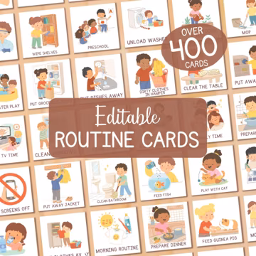 Daily Routine Cards - Editable To Do List Chore Chart, Toddler Daily Rhythm Visual Schedule, Montessori Homeschool