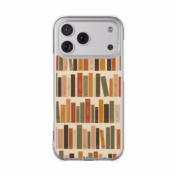 Minimalist Bookshelf Phone Case for iPhone 17 16 15 Pro Max, Book Lover Case, Modern Library Aesthetic, Literary Reader Gift